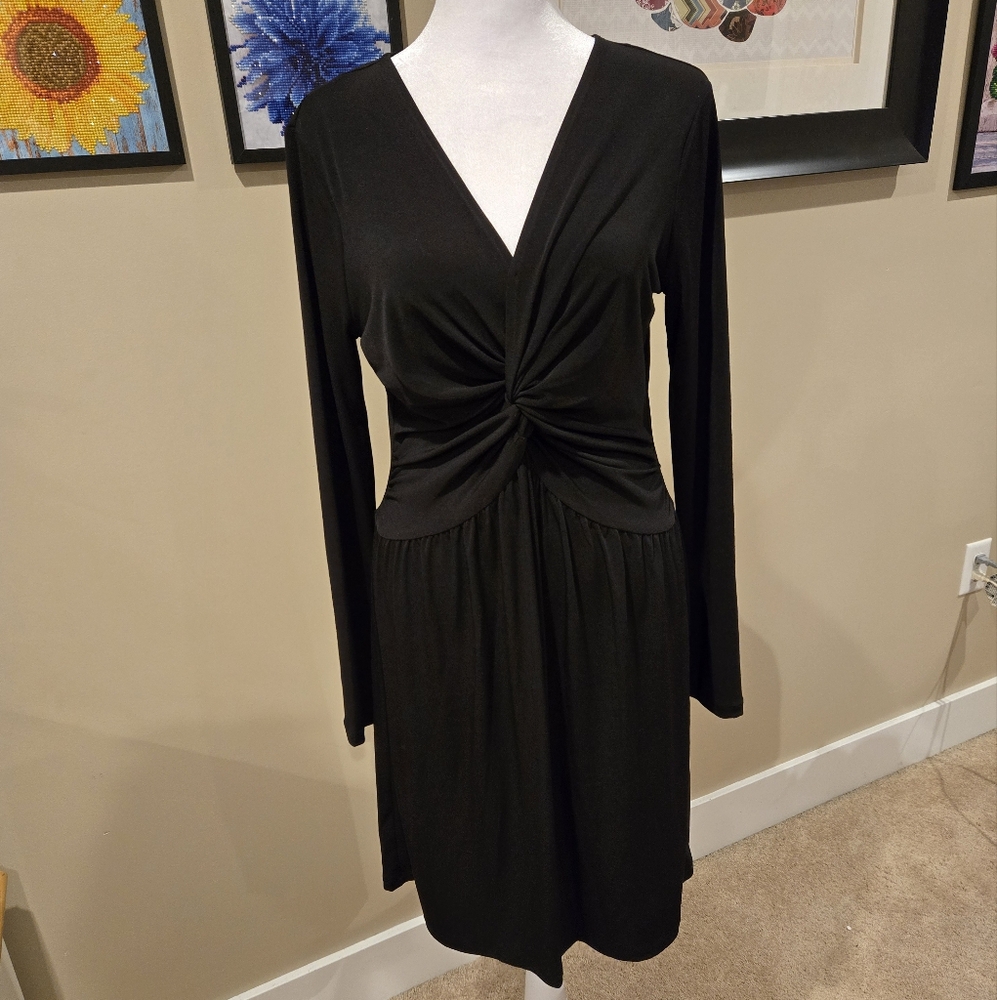 Michael Kors Womens Long Sleeve V-Neck mid length Dress